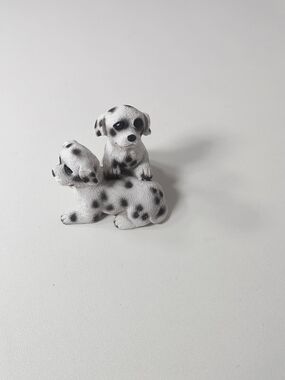 Cute Dalmatian Puppy Figurine - White with Black Spots